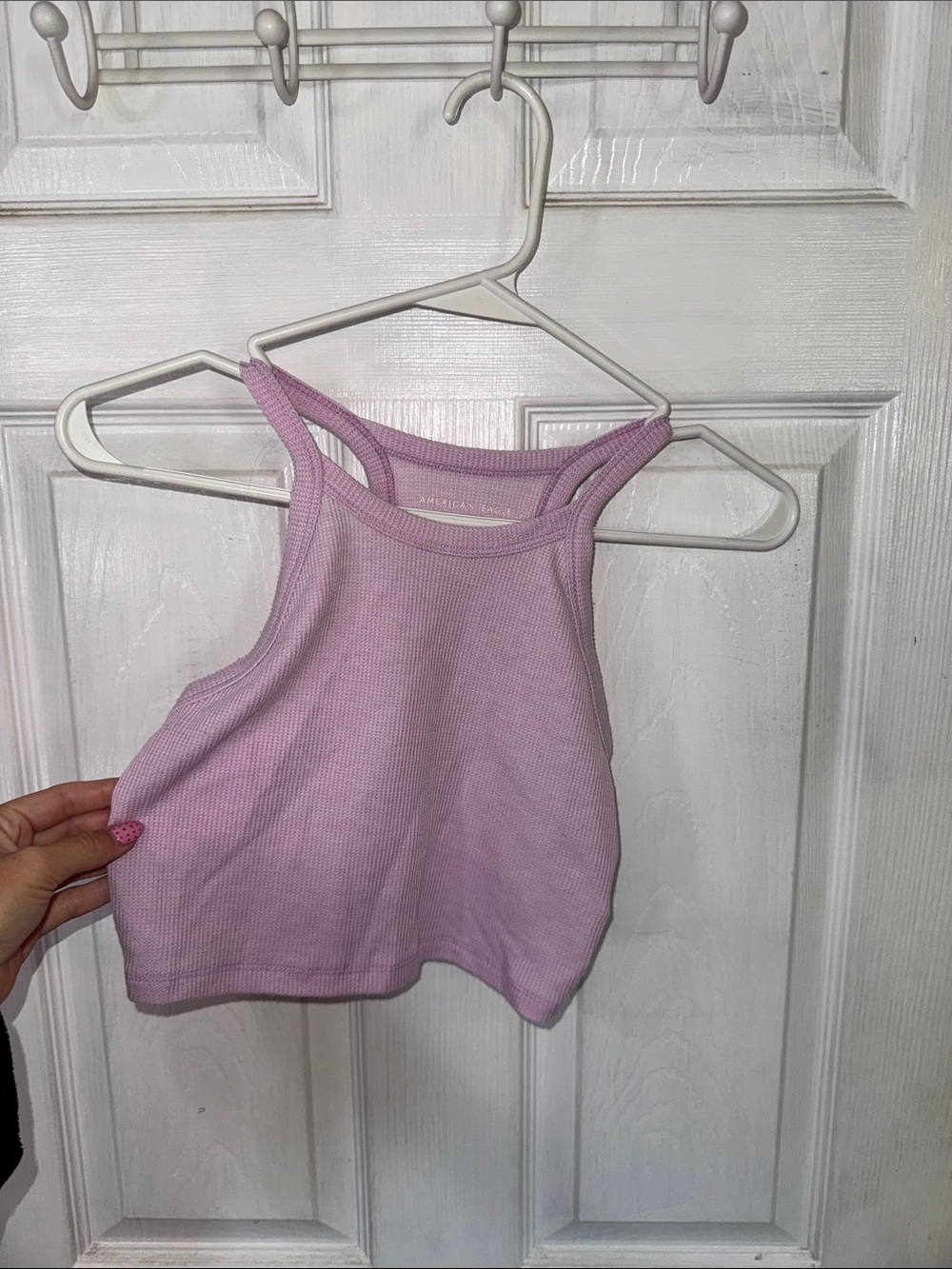 American Eagle Outfitters Lilac Ribbed Halter Crop Tank
